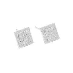 Square CZ Diamond Stud Earrings | Sparkling Geometric Earrings for Women