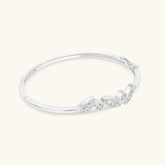 Elegant Baguette-Cut Crystal Bangle – Silver-Tone Adjustable Bracelet