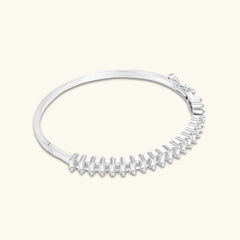 Silver Baguette CZ Bangle Bracelet | Elegant Openable Kada for Women DZOIR