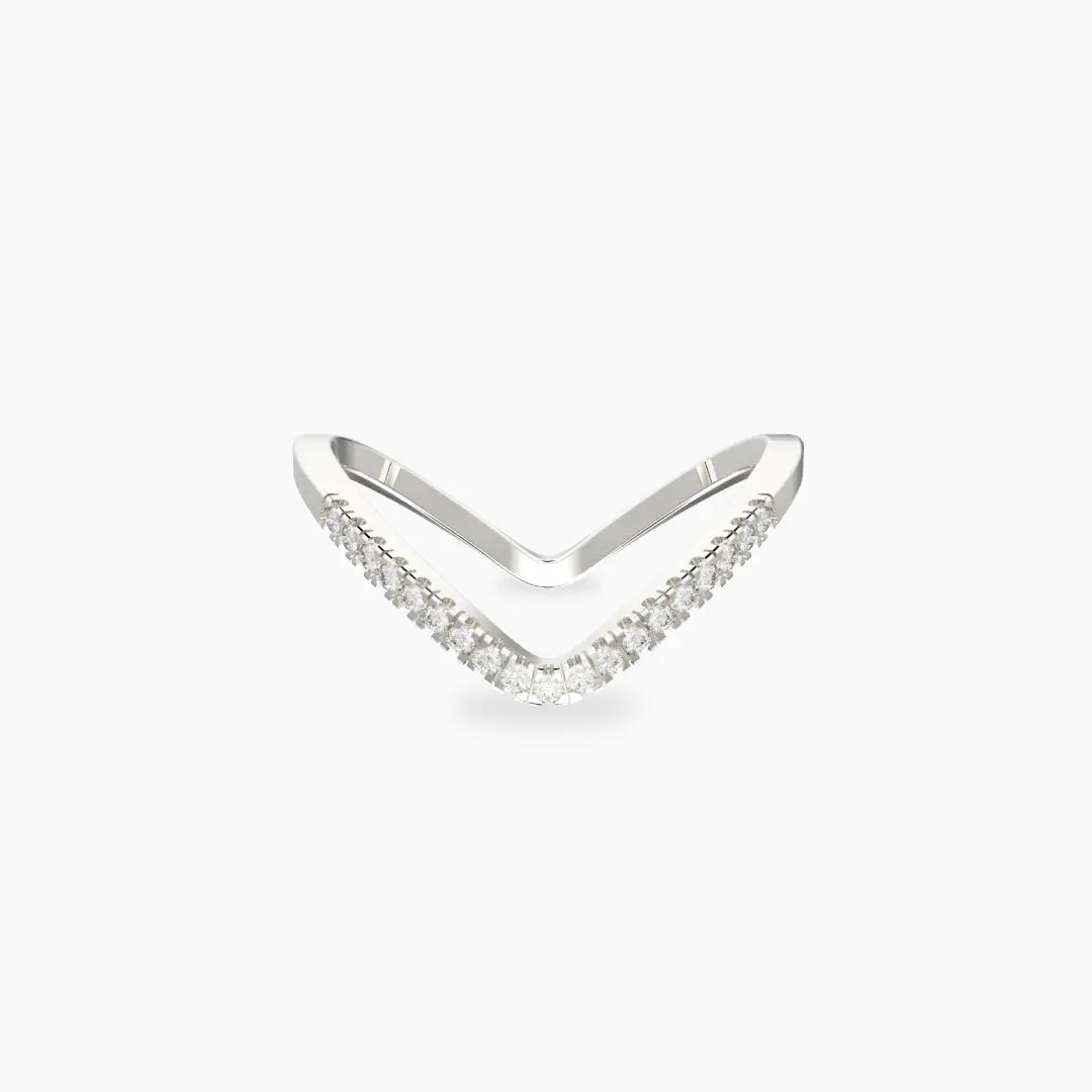 Silver-Plated V-Shaped CZ Ring for Women – Elegant Stackable Chevron Band, Dainty Minimalist Jewelry - DZOIR