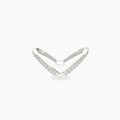 Silver-Plated V-Shaped CZ Ring for Women – Elegant Stackable Chevron Band, Dainty Minimalist Jewelry - DZOIR