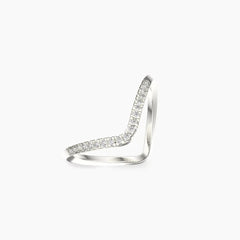 Silver-Plated V-Shaped CZ Ring for Women – Elegant Stackable Chevron Band, Dainty Minimalist Jewelry - DZOIR