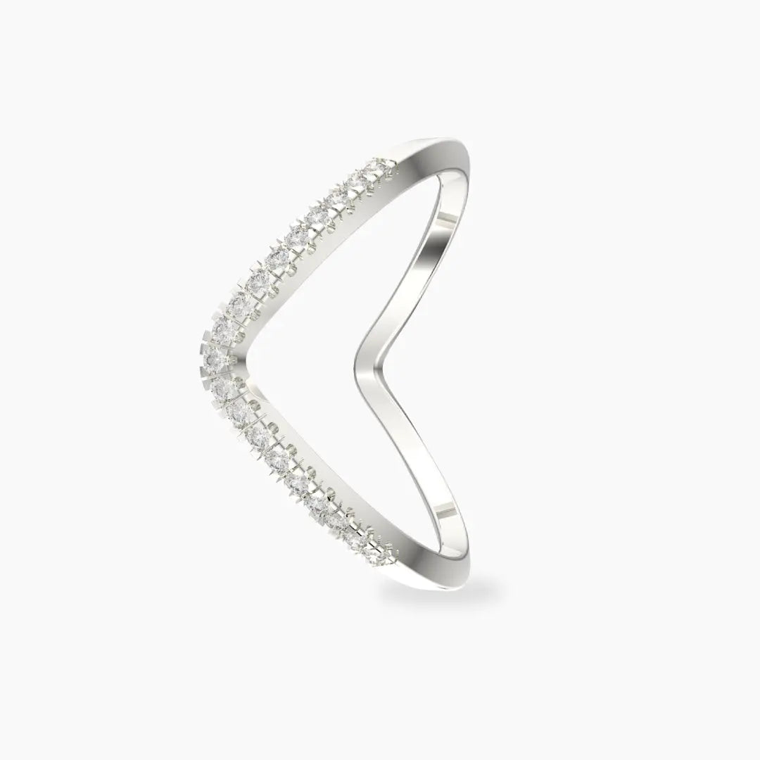 Silver-Plated V-Shaped CZ Ring for Women – Elegant Stackable Chevron Band, Dainty Minimalist Jewelry - DZOIR