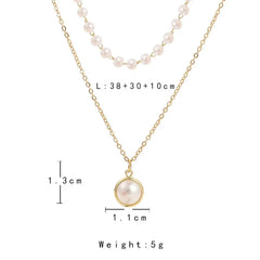 DZOIR Gold-Plated Double Layered Necklace for Women | Rhinestone Pendant Necklace, Stylish Necklace Chain Set, Elegant Necklace for Women DZOIR