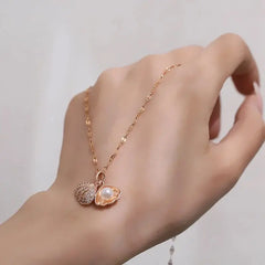 Gold Shell Pendant Necklace with Pearl | Elegant Ocean-Inspired Jewelry for Women My Store
