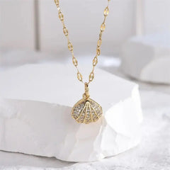 Gold Shell Pendant Necklace with Pearl | Elegant Ocean-Inspired Jewelry for Women My Store