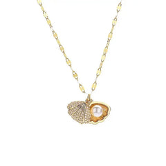 Gold Shell Pendant Necklace with Pearl | Elegant Ocean-Inspired Jewelry for Women My Store