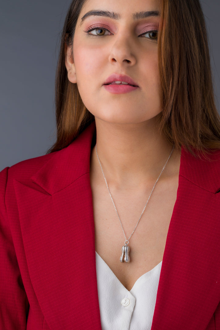 Peanut Shaped Pearl Pendant Necklace | Unique Silver Jewelry with Dual Pink Pearls